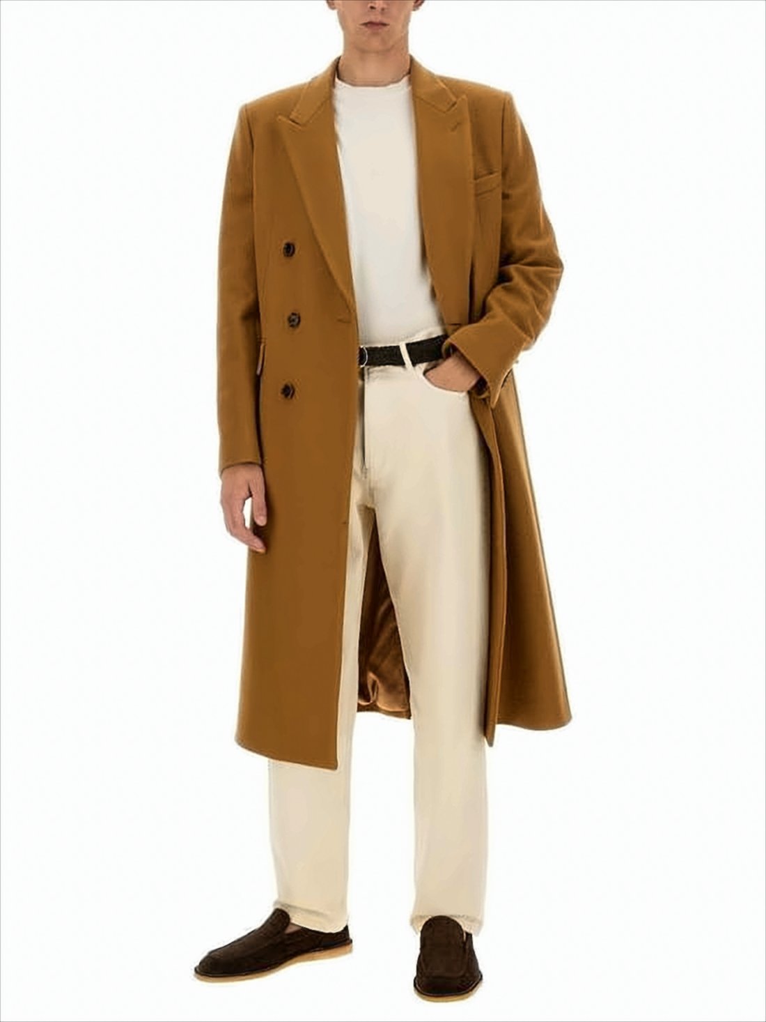 Double-Breasted Long Coat with Tailored Fit