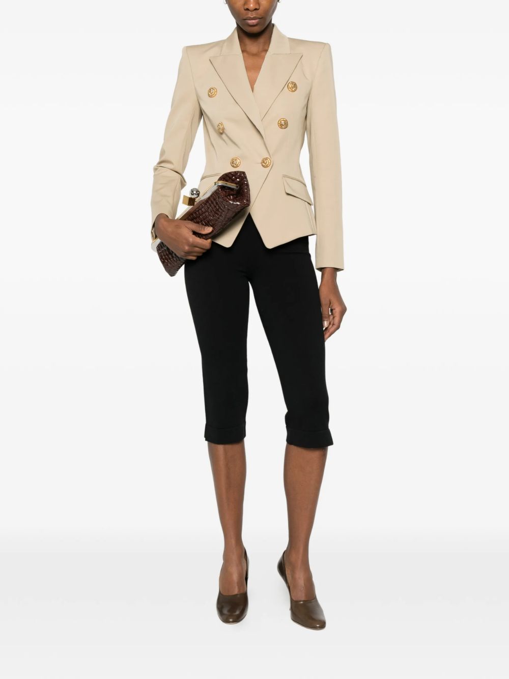 Tailored Double-Breasted Blazer with Structured Silhouette