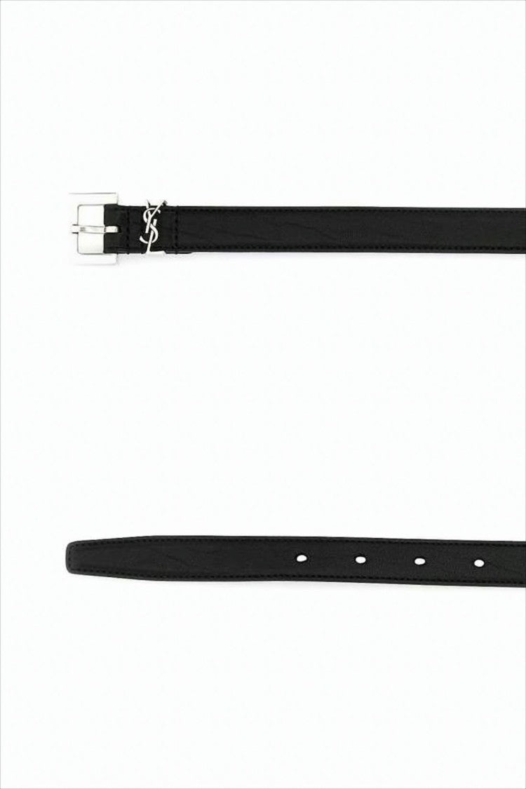 Narrow Lambskin Belt with Polished Brass Buckle