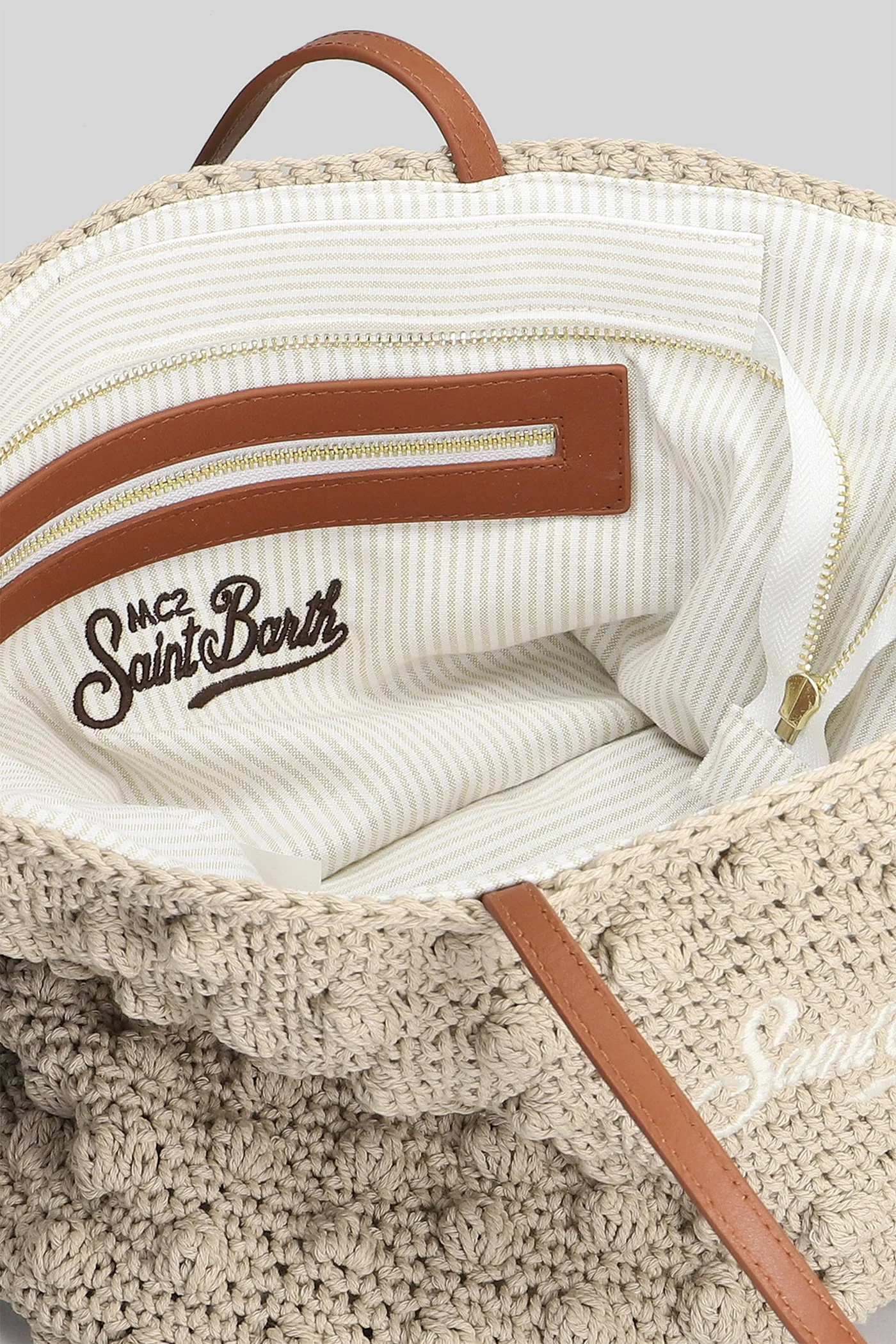Textured Knitted Tote Bag with Contrasting Handles