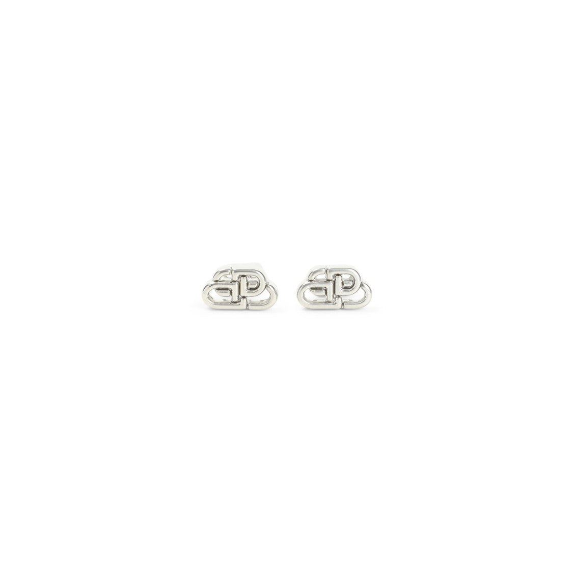 Polished Silver-Tone Double 'B' Logo Stud Earrings
