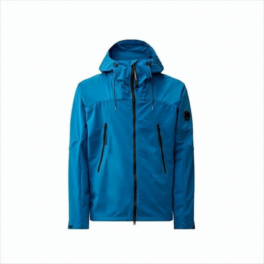 Lightweight Blue Zip-Front Jacket With Adjustable Hood