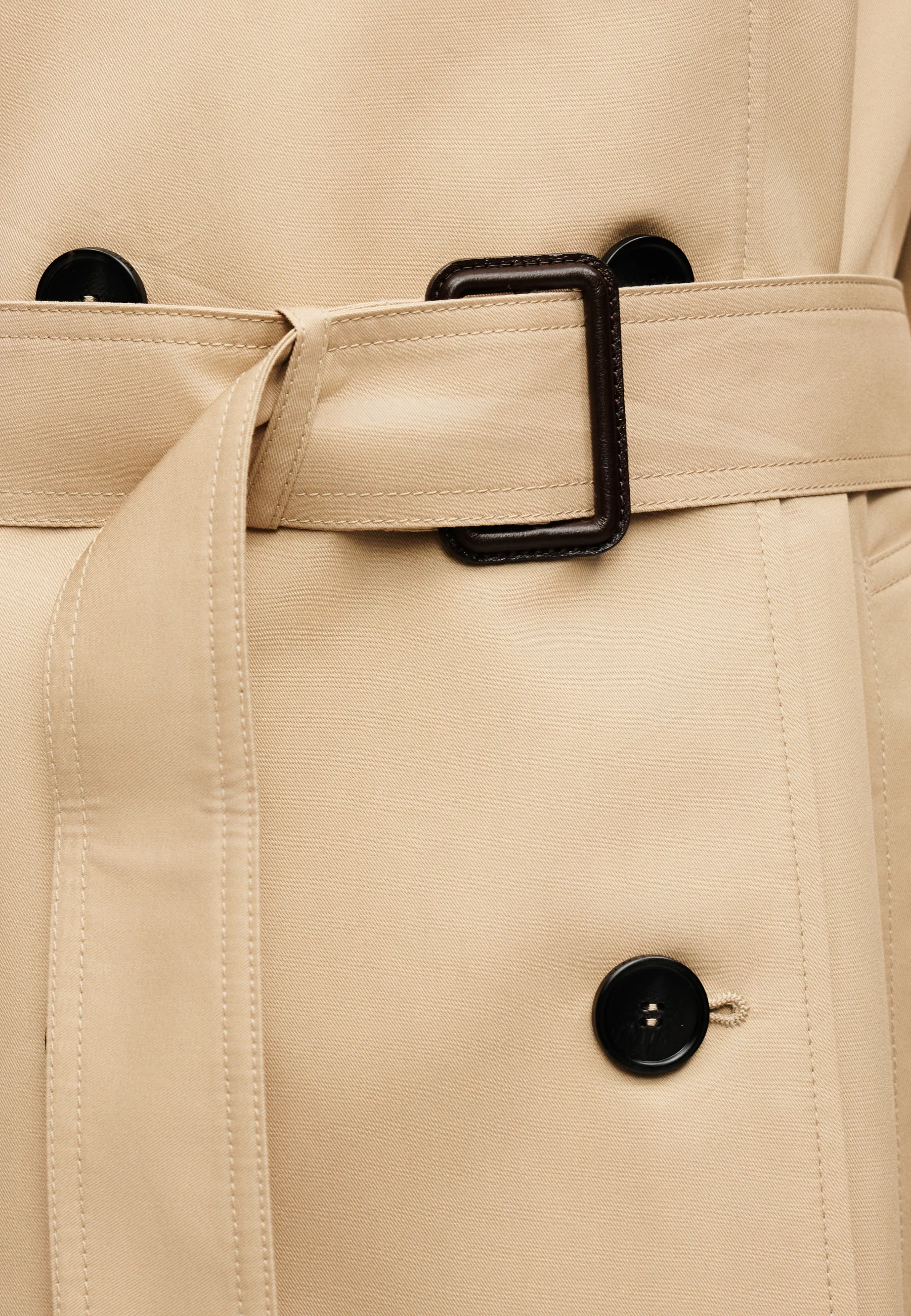 Beige Cotton Blend Trench Coat