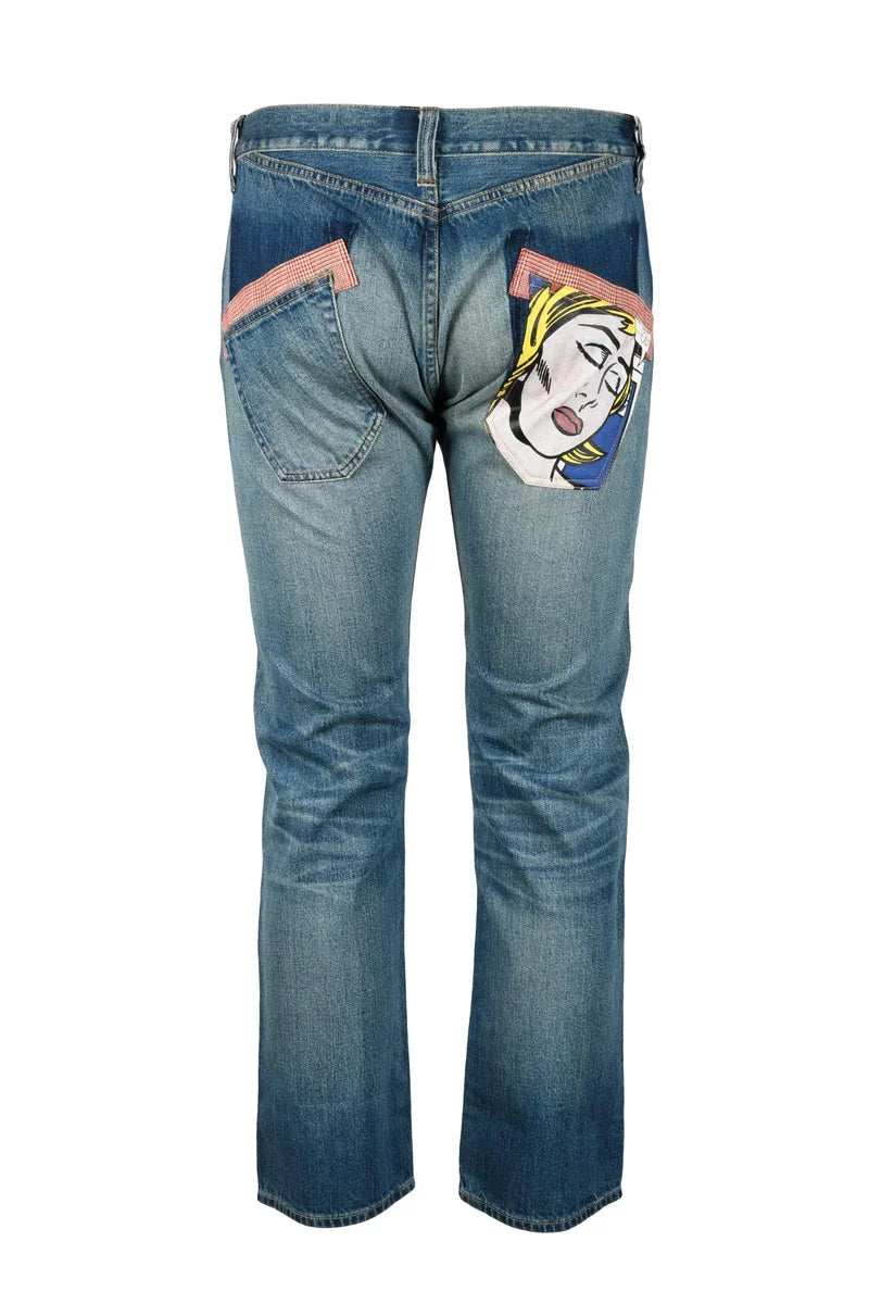 Medium Blue Straight-Leg Denim Jeans
