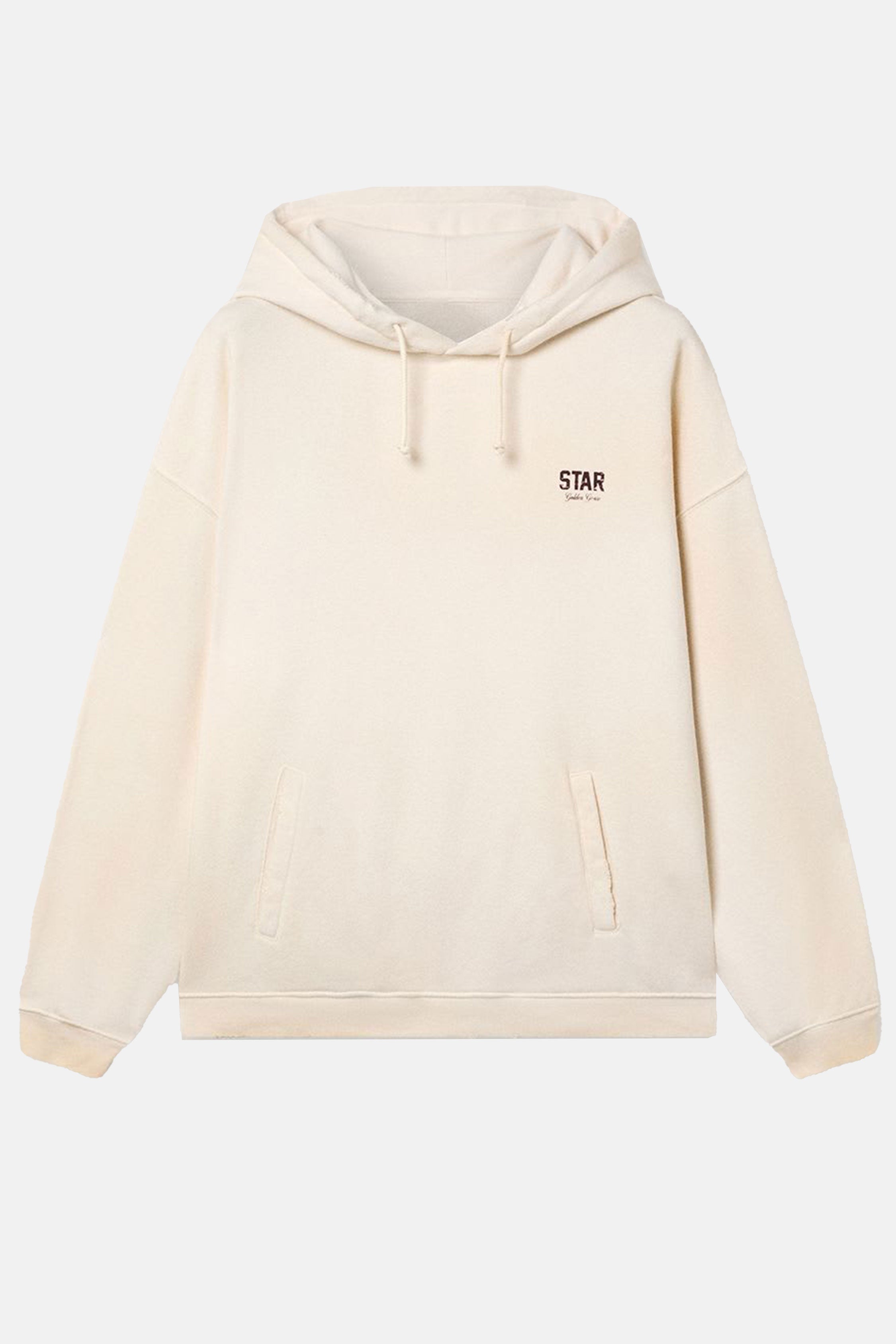 Ivory Distressed Oversized Hoodie With Logo Print