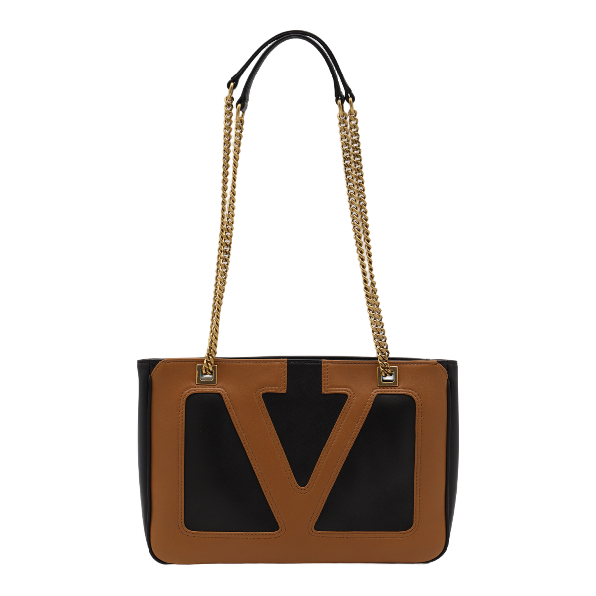 Rectangular Handbag with Oversized V-Shape Design