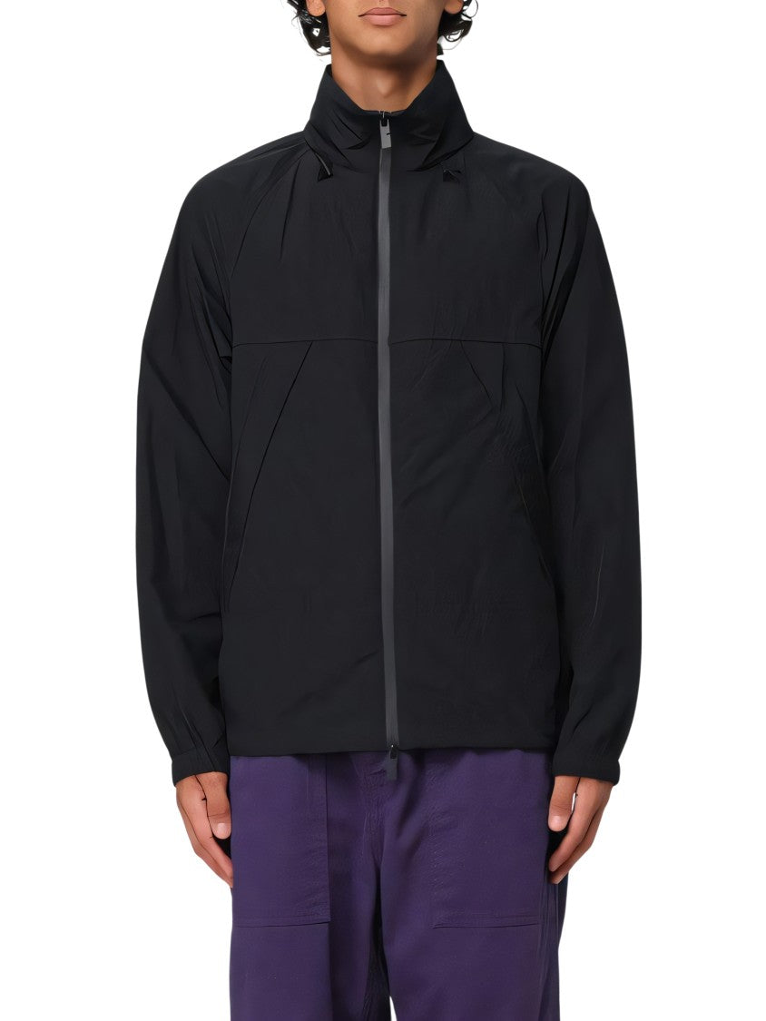 Black Jacket with High Collar and Full Zip Closure