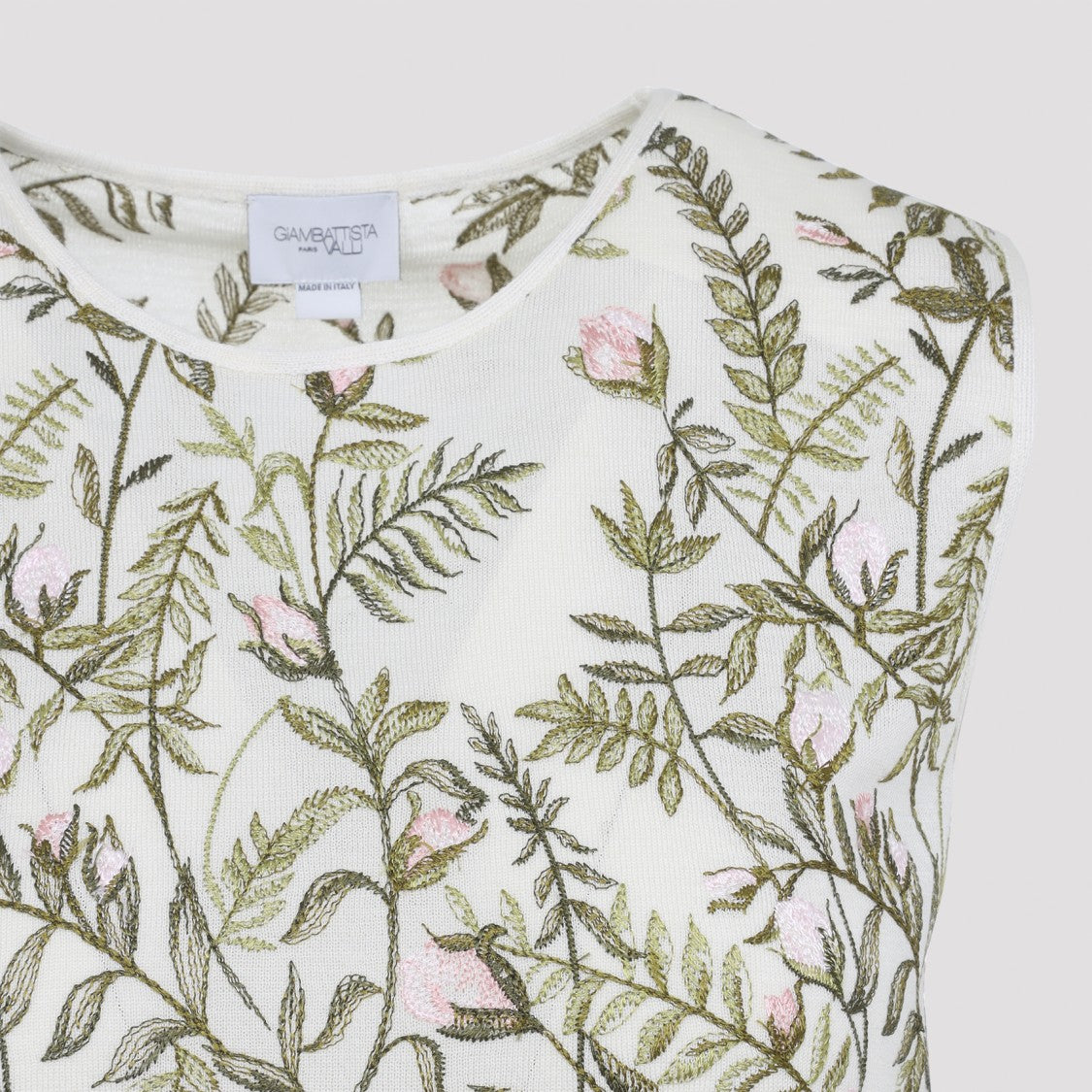 Botanical Embroidery Cashmere-Silk Top