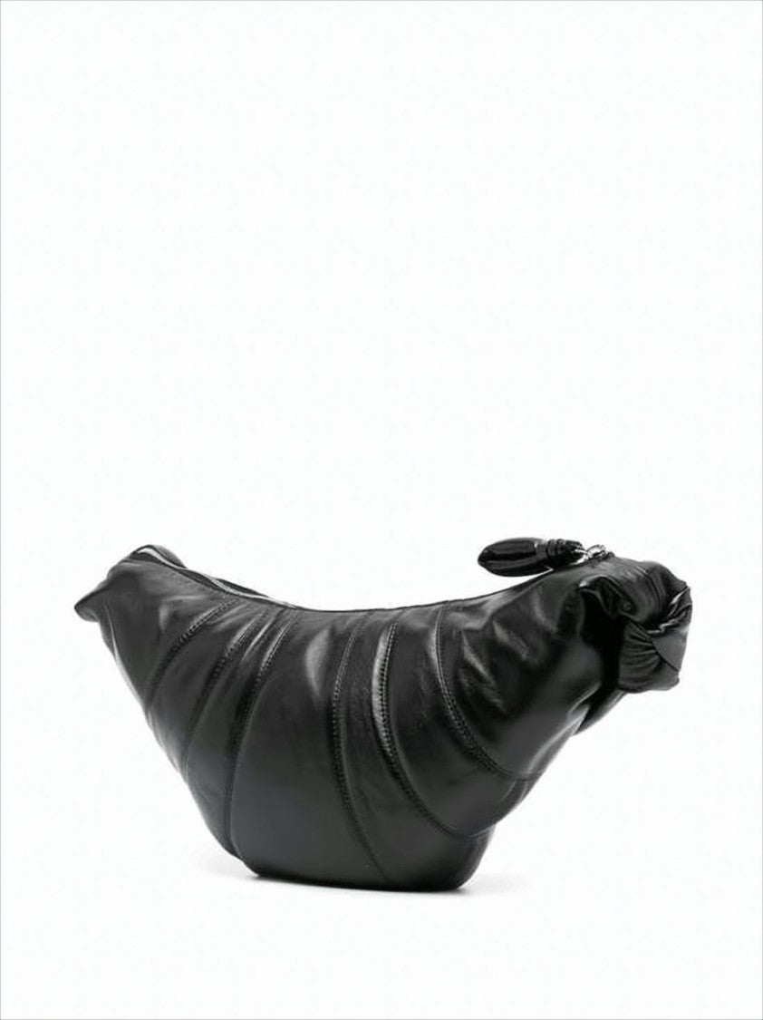 Curved Lambskin Leather Belt Bag With Padded Strap