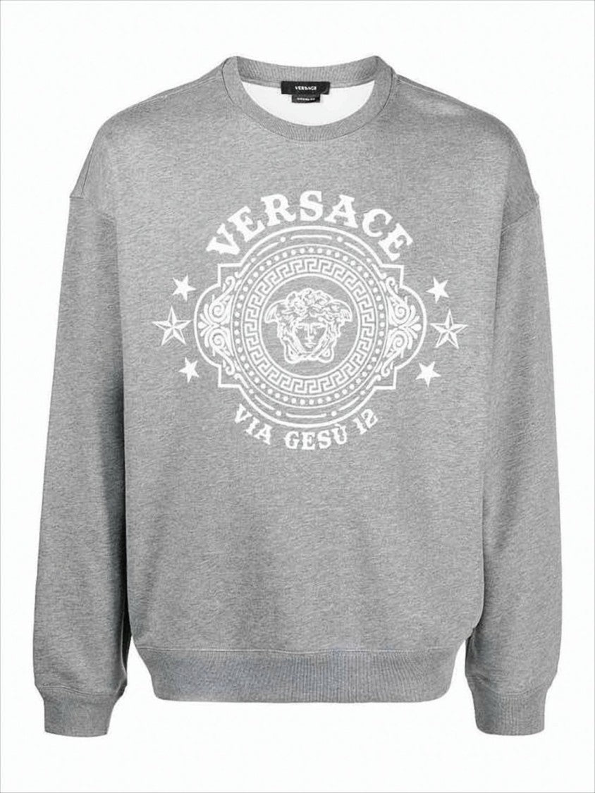 Cotton Long-Sleeve Sweatshirt with Graphic Emblem