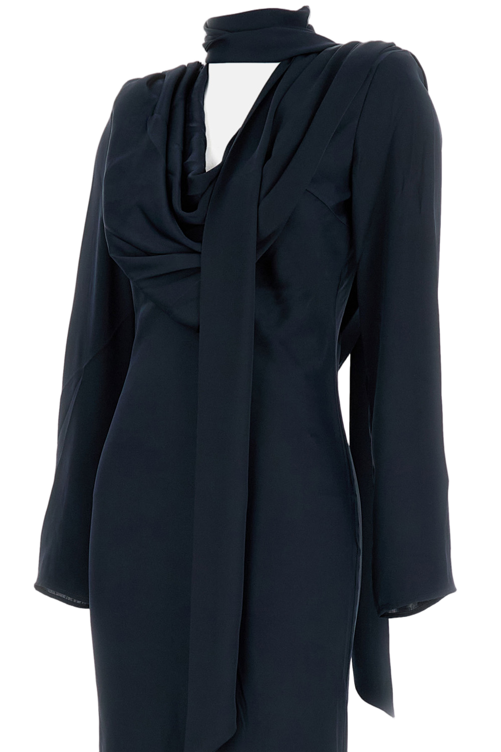 Long Draped Satin Dress