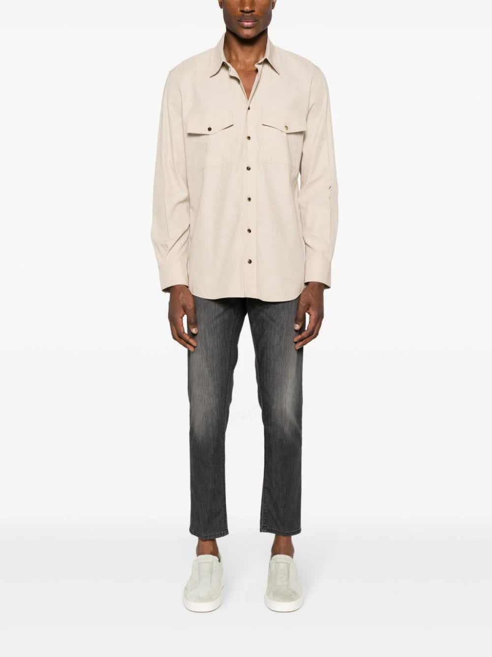 Black Pantalone Slim-Fit Washed Denim Pants