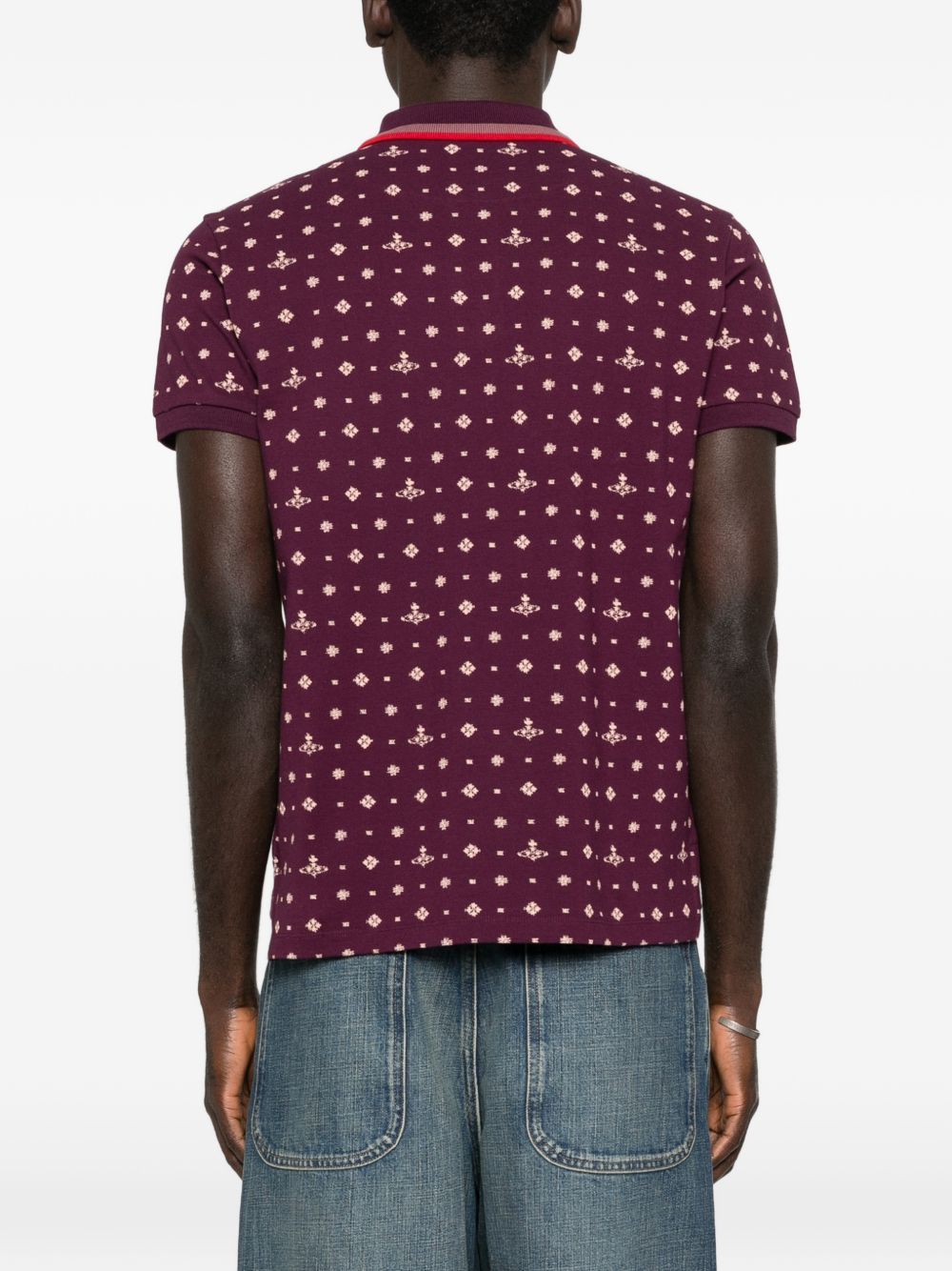 Deep Purple Polo Shirt With Contrasting Collar And Tailored Fit