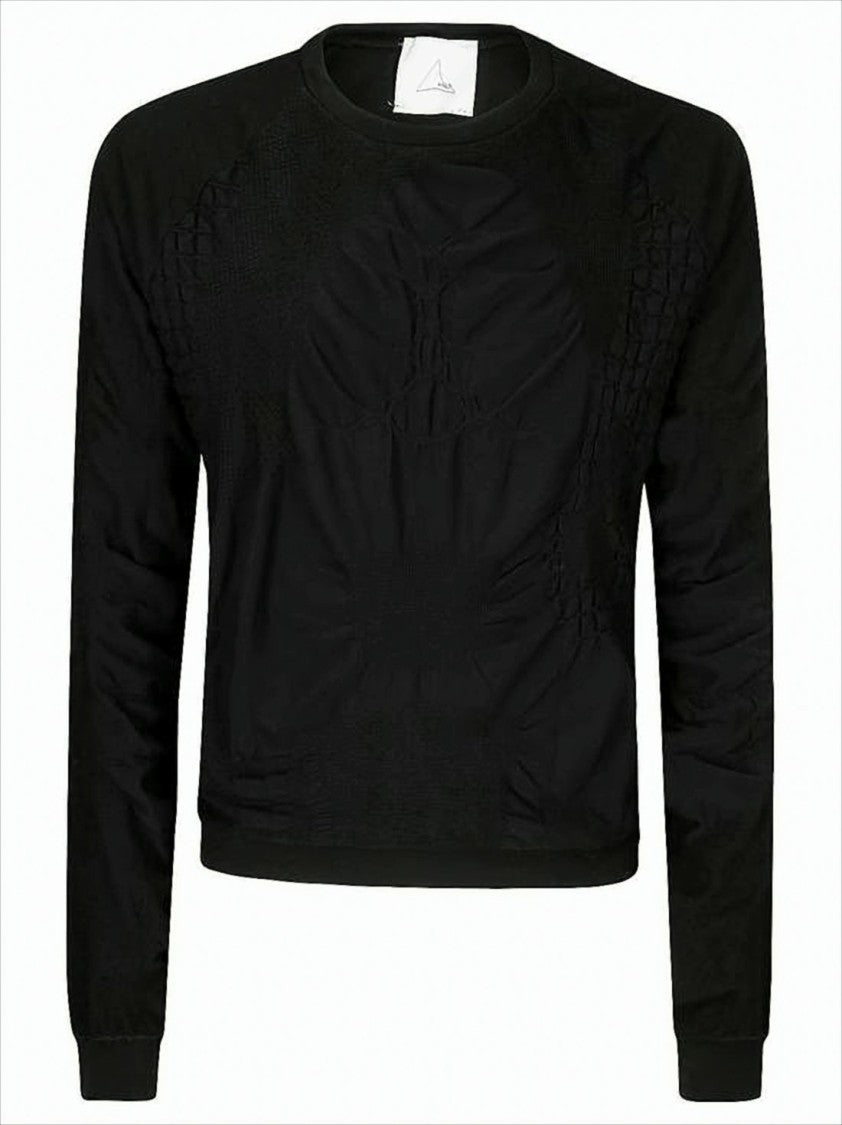 Textured Knit Long-Sleeve Top With Fitted Silhouette