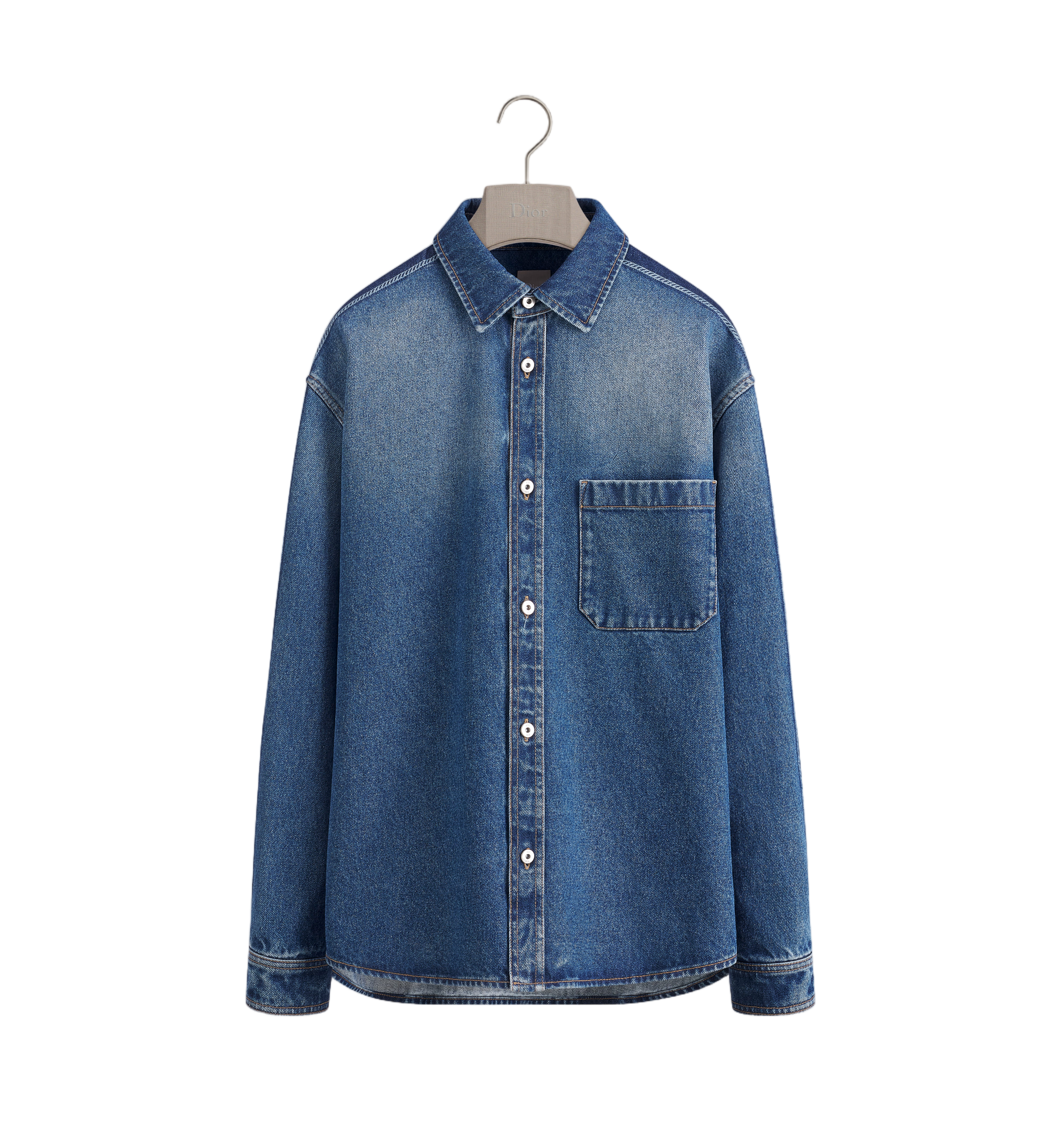 Classic Denim Shirt With Button-Down Front And Chest Pocket
