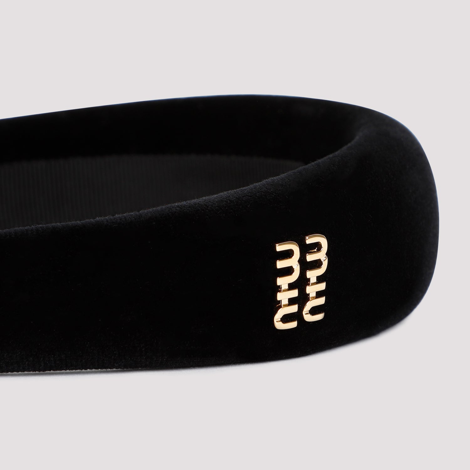Black Velvet Padded Headband with Fuchsia Accent