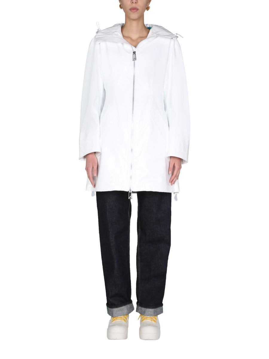 Hooded High Neck Parka with Front Zipper Closure