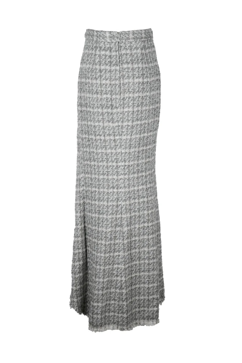 Long Mermaid Bouclé Skirt - Pearl Grey