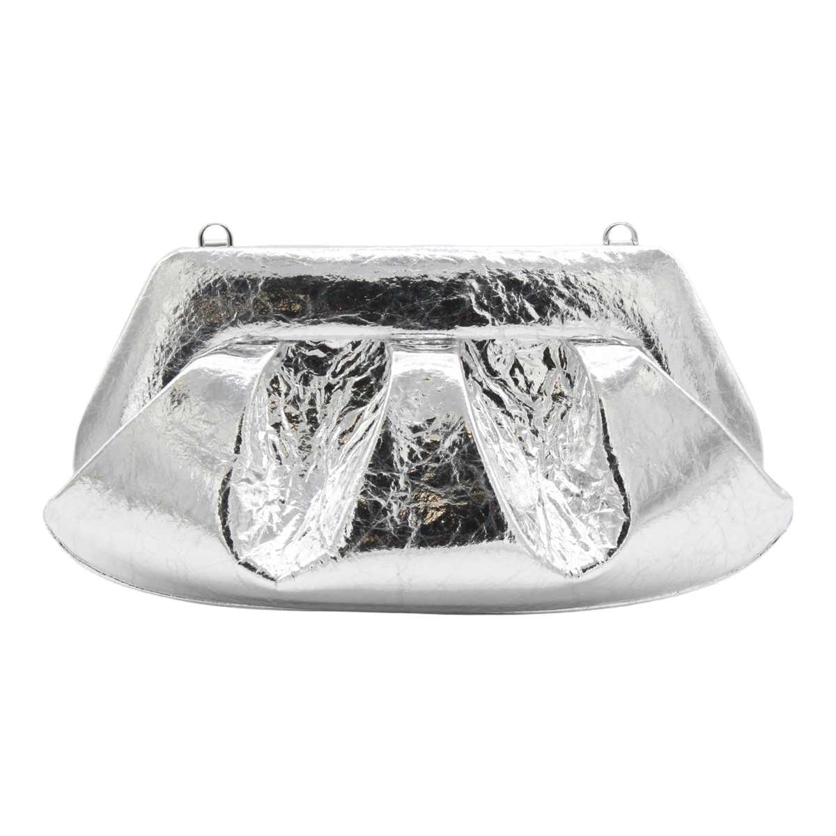 Crinkled Silver Bag with Flap Closure