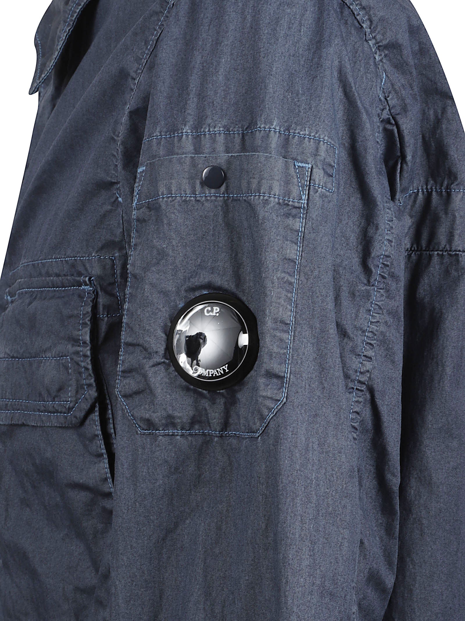 Structured Blue Jacket with Concealed Closure