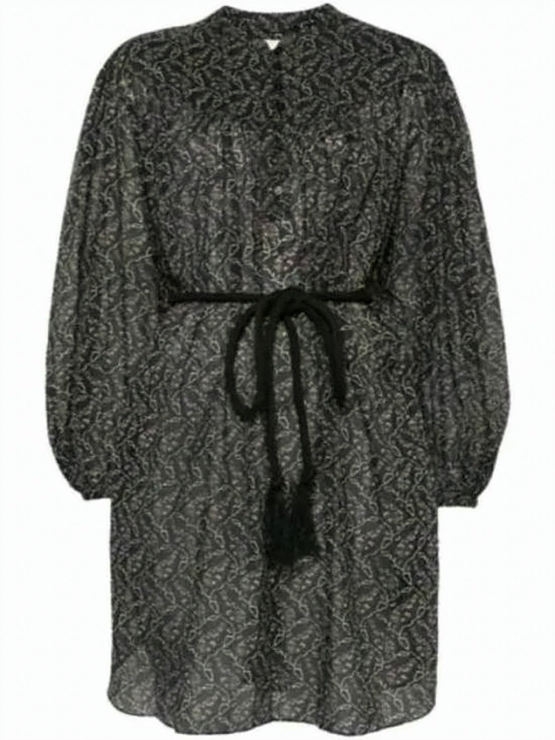 Intricately Patterned Short Dress with Voluminous Sleeves