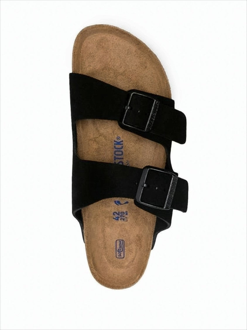Suede-lined Leather Sandals with Adjustable Straps