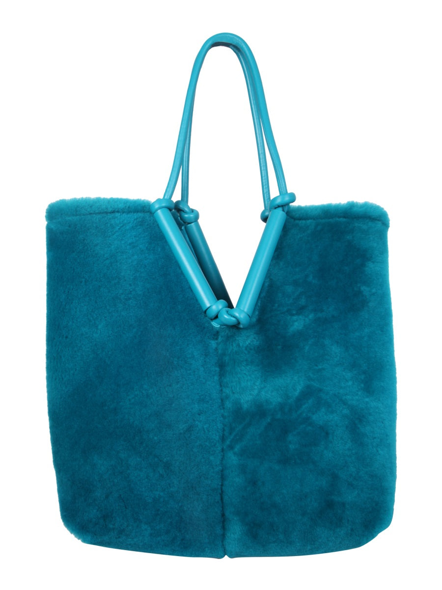 Unique Removable Double Handle Sherling Tote Bag