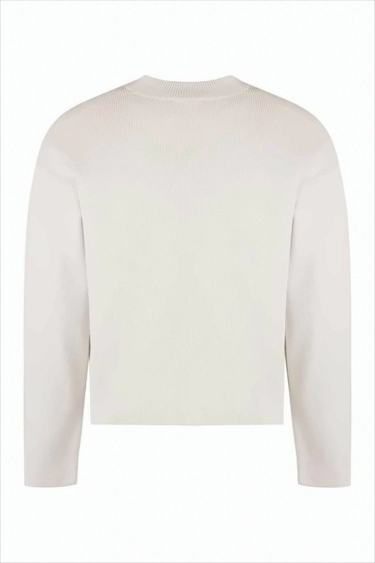 Cropped Knit Sweater with Ribbed Texture