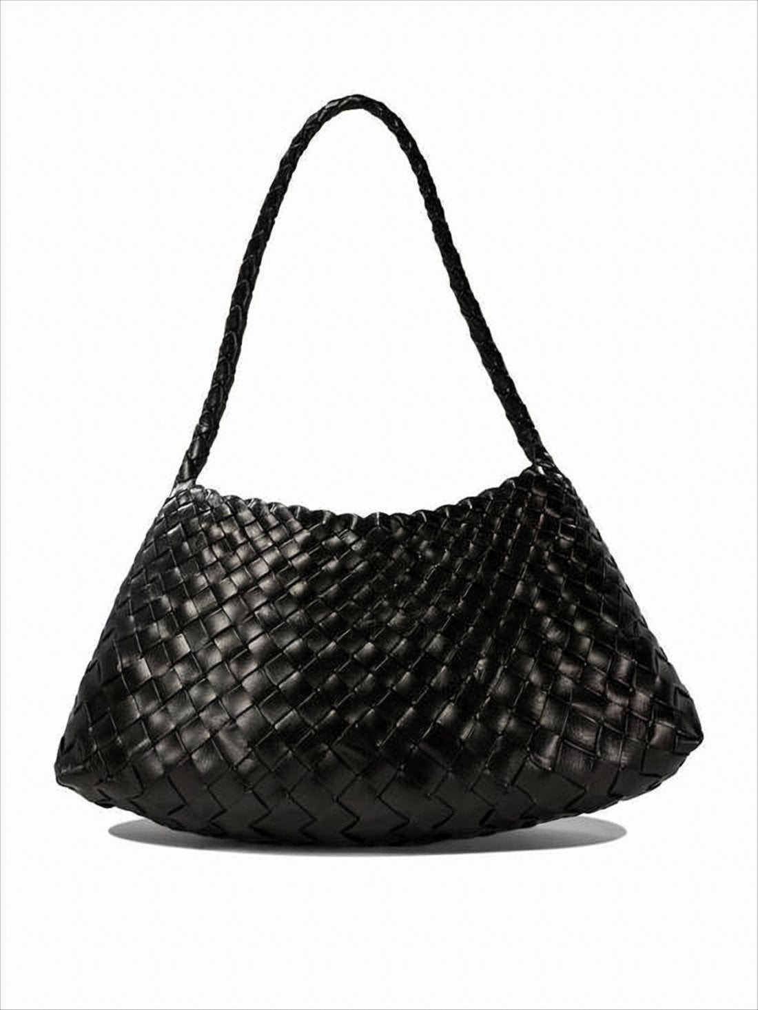 Black Buffalo Leather Woven Rosanna Handbag