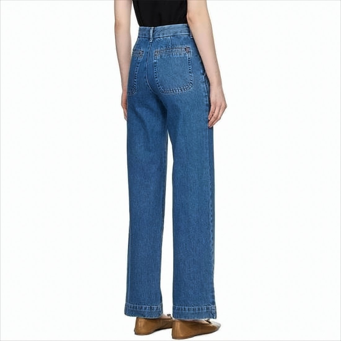 High-Waisted Straight Denim Pants with Robust Structure