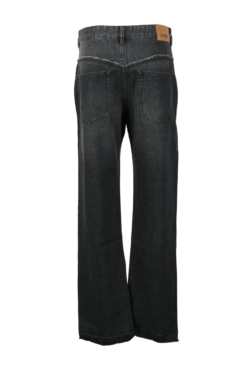 Straight-Leg Grey Jeans with Classic Five-Pocket Design