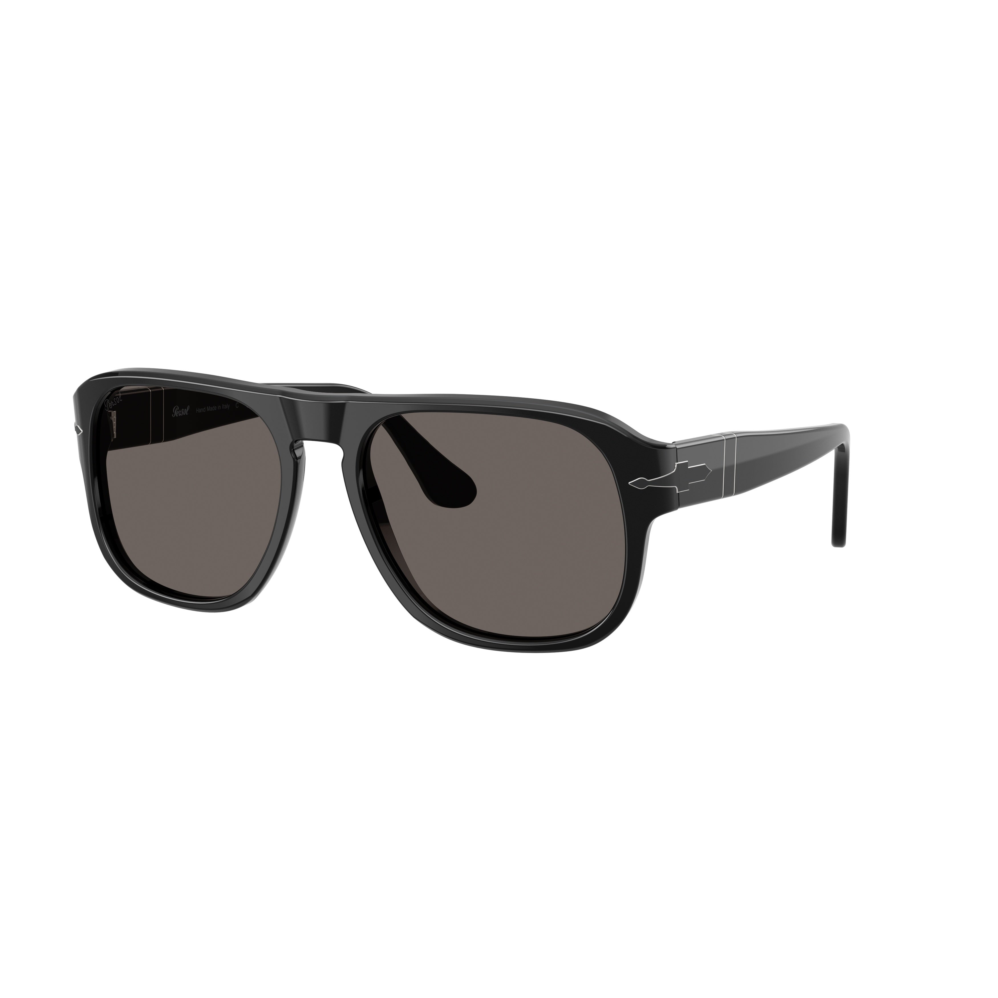 0po3310s Bold Rectangular Acetate Sunglasses with Refined Silver Detailing