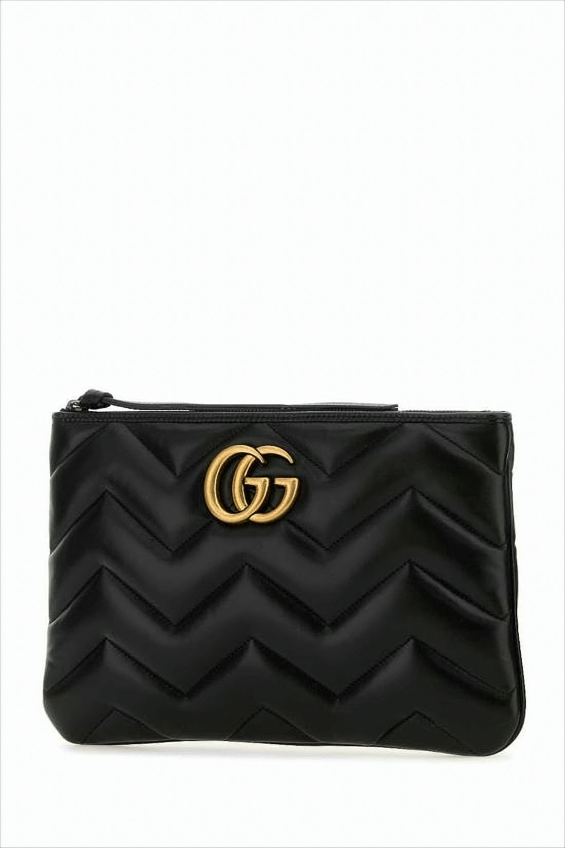 Chevron Quilted Leather Clutch with Double-G Logo