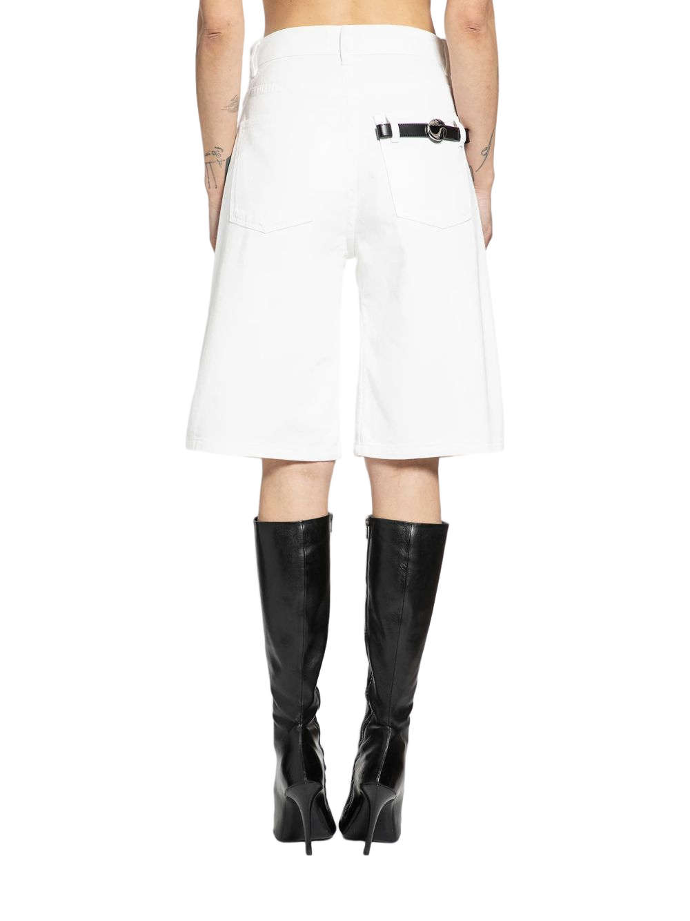 Knee-Length White Shorts With Relaxed Fit