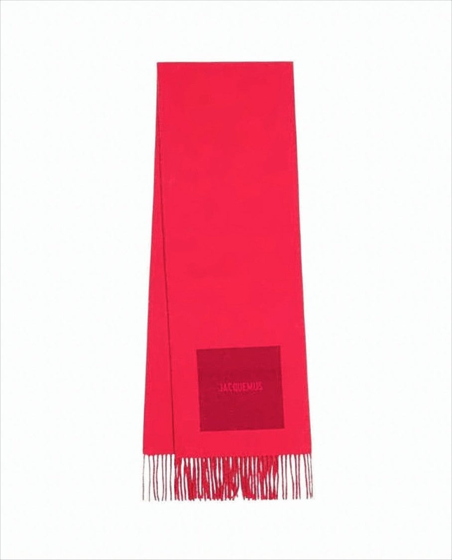 Long Wool Scarf with Fringed Edges