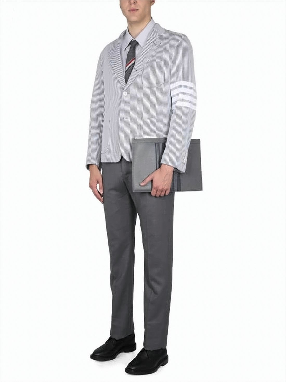 Tailored Suit Jacket with Vertical Pinstripe