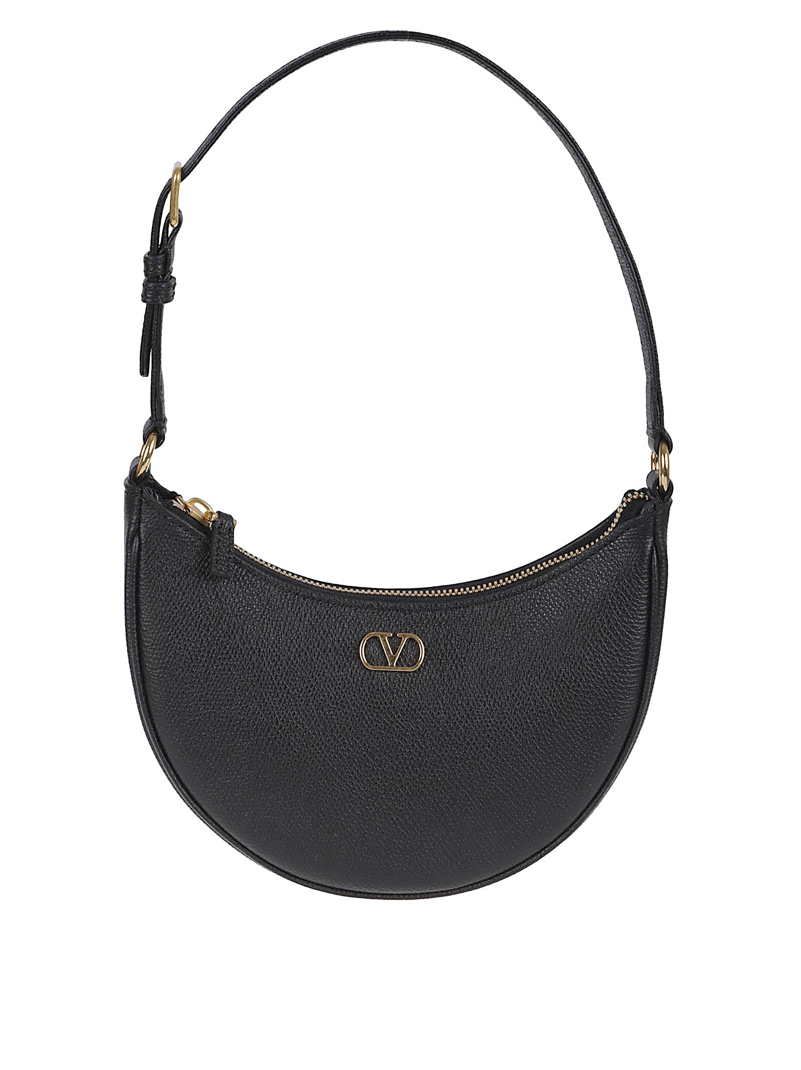 Grainy Calfskin Mini Hobo Bag with Antique Brass Hardware