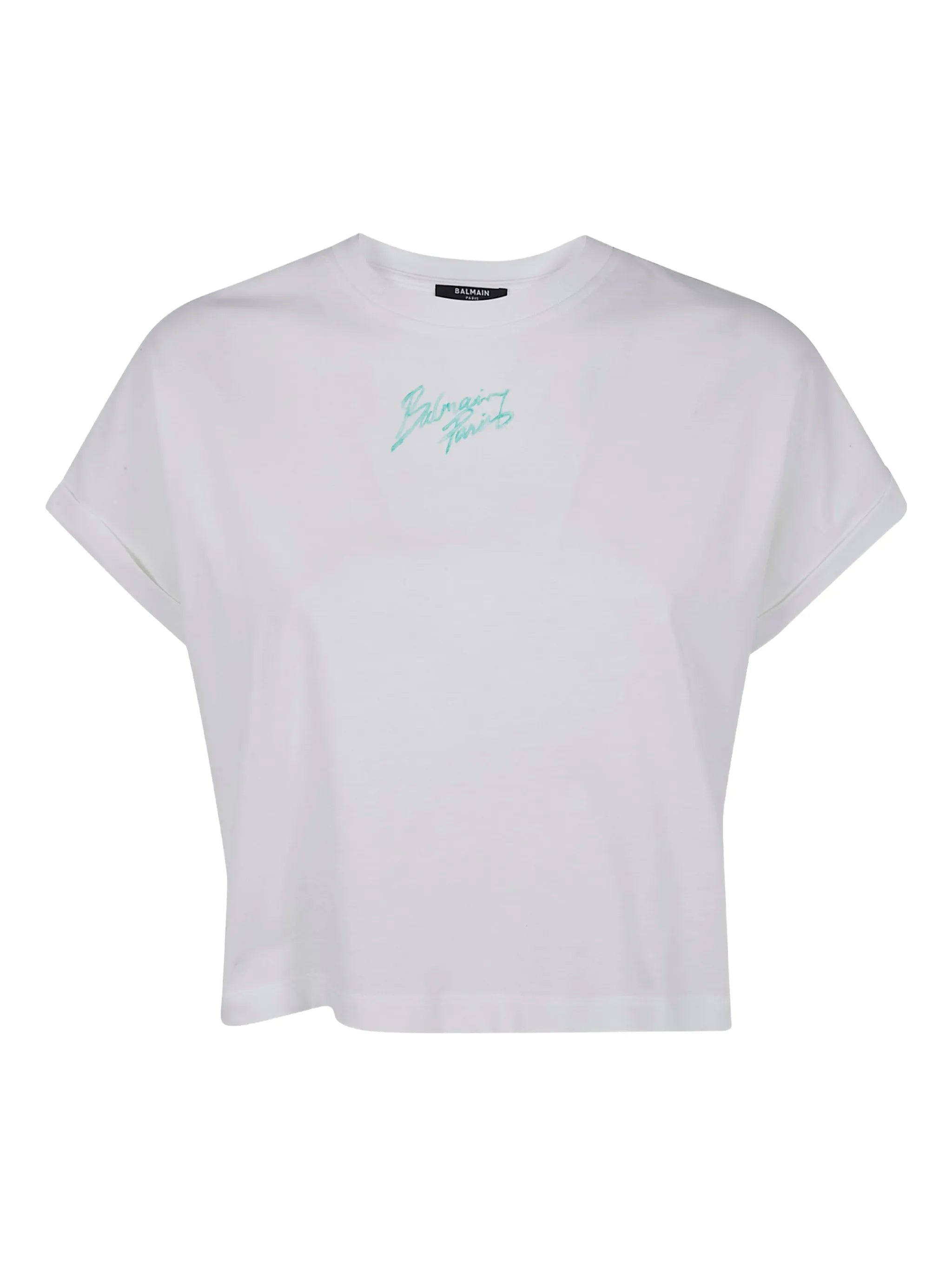 Cropped White Relaxed Logo T-Shirt