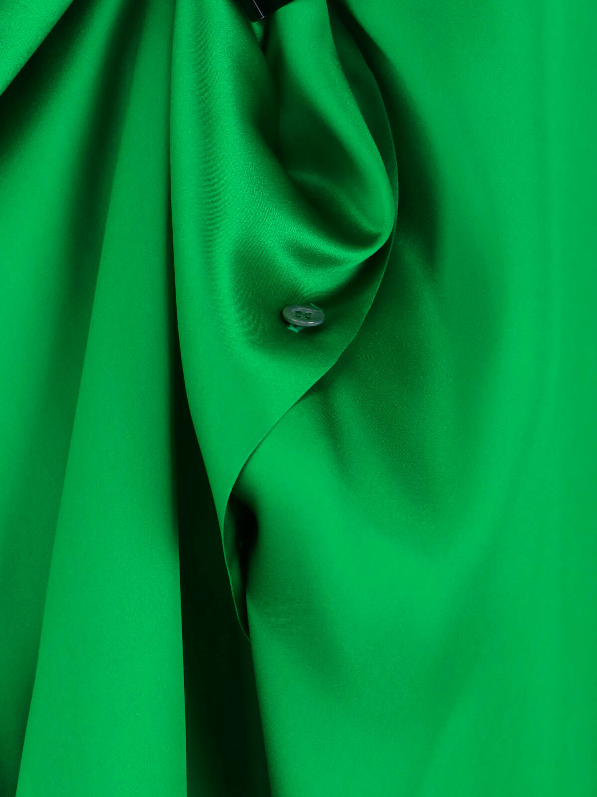 Green Classic Collar Silk Shirt Dress