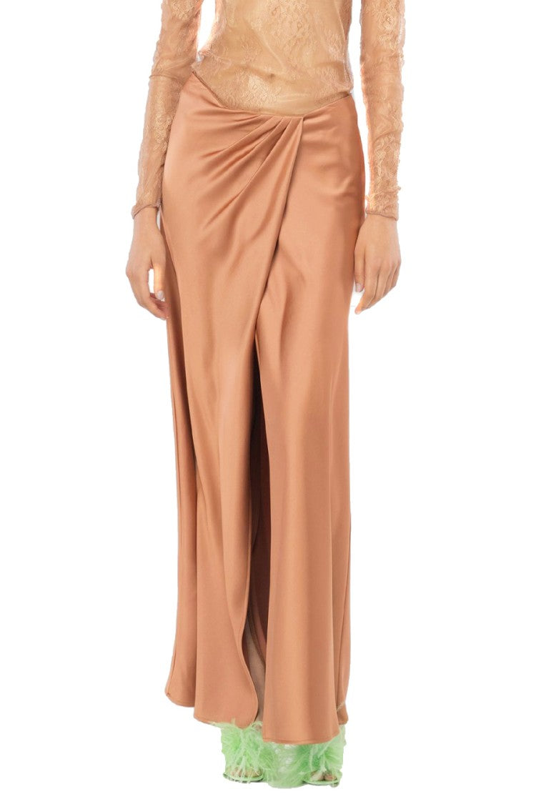 Draped Maxi Skirt in Viscose with Design
