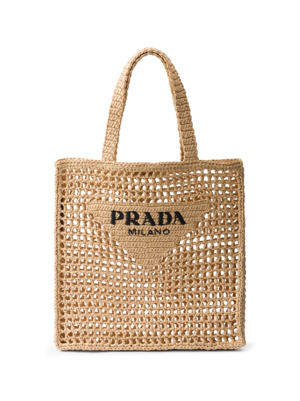 Rectangular Woven Tote Bag With Triangular Patch