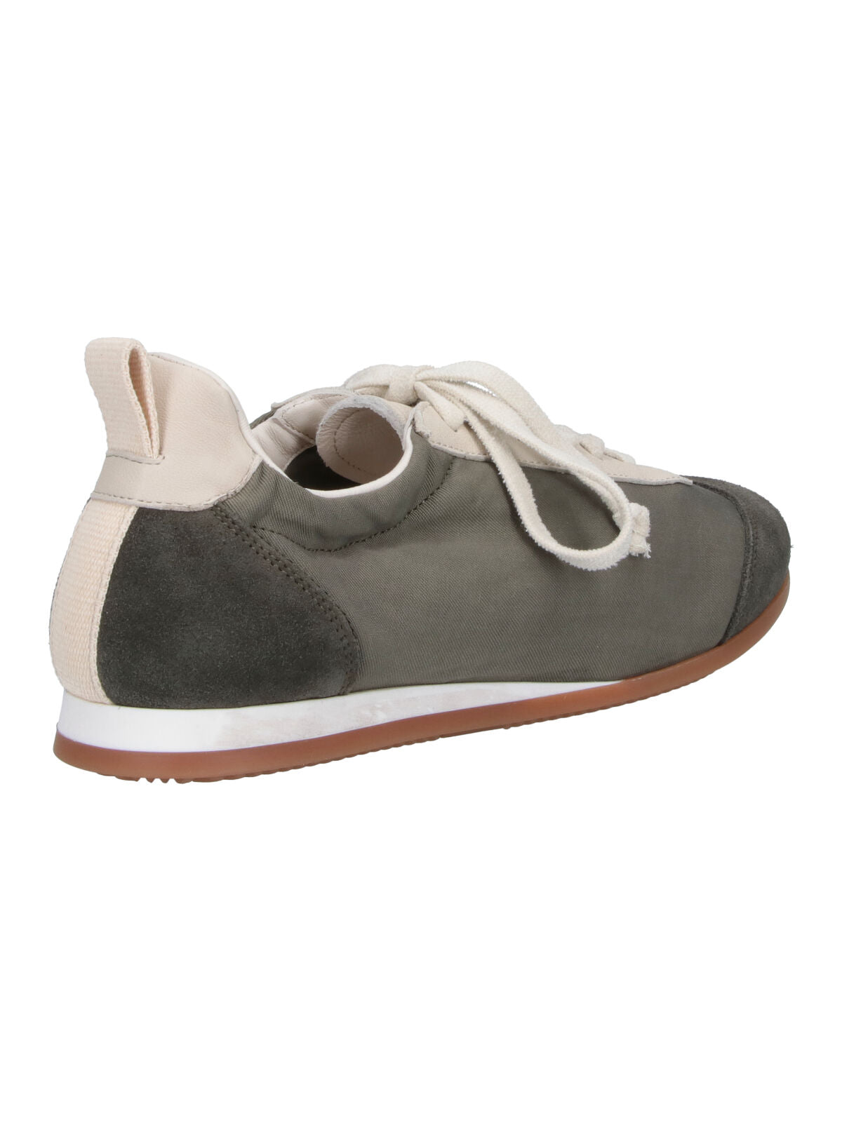 Brown Rounded Toe Leather Sneakers