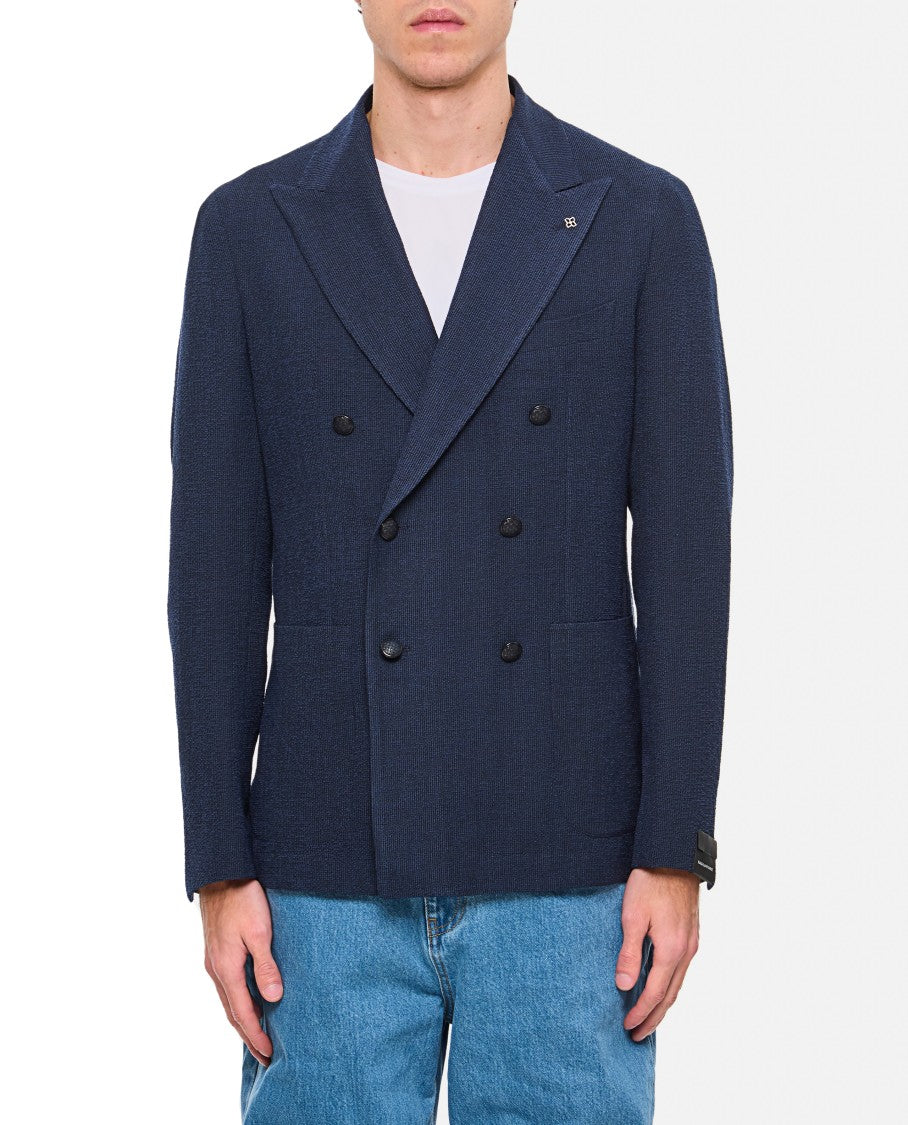 Single-Breasted Blue Jacket With Tailored Fit