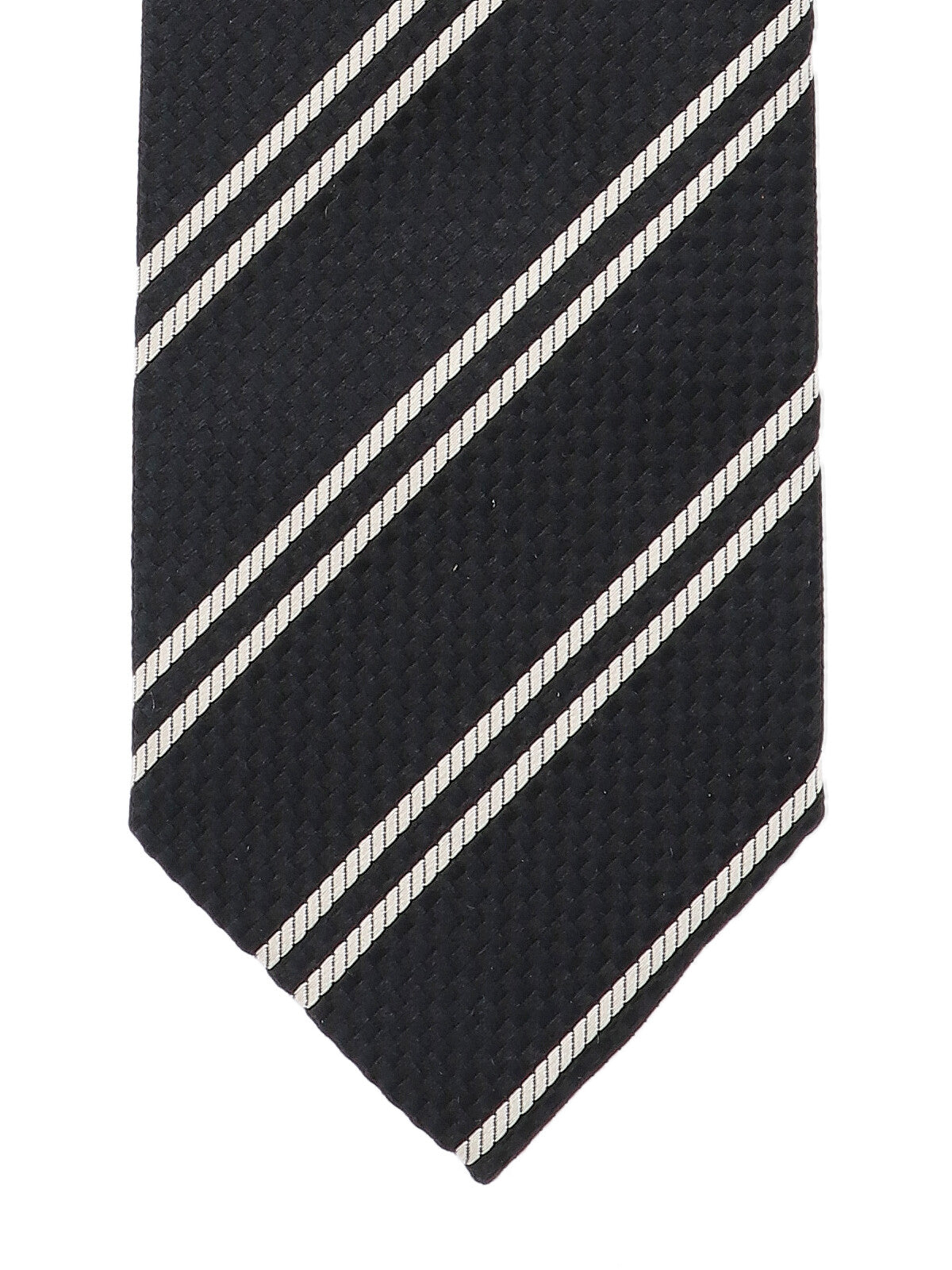 Striped Tie, In Blue Mulberry Silk, White Details