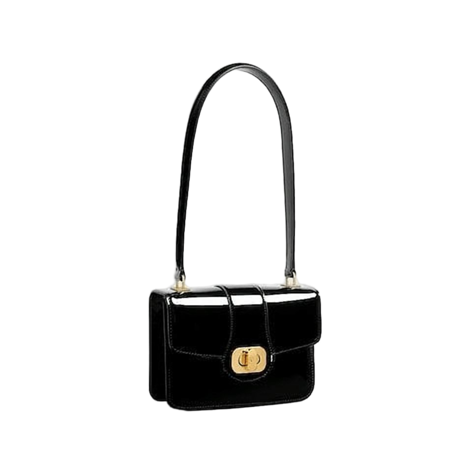 Glossy Calf Leather Shoulder Bag