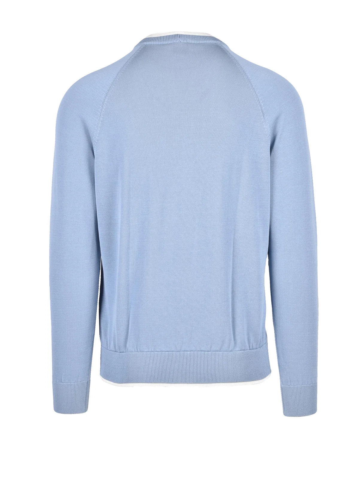Light Blue Men Cotton Crew Neck Sweater