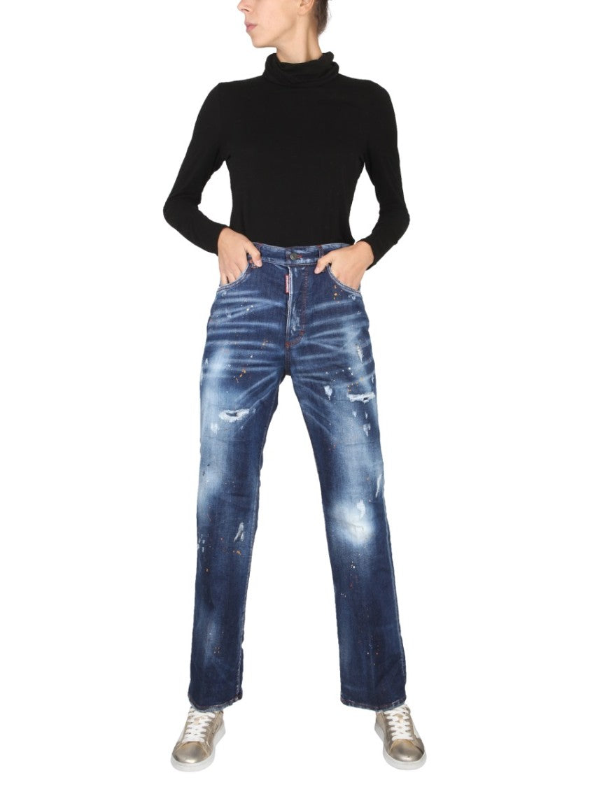Relaxed Straight-Leg Jeans With Distressed Finish