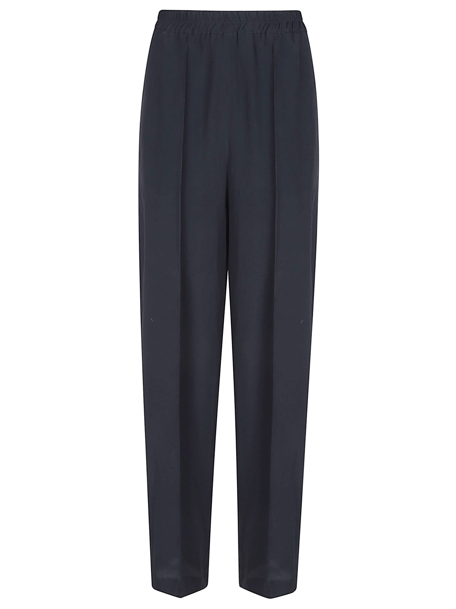 Relaxed Fit Straight Leg Trousers with Elastic Waistband