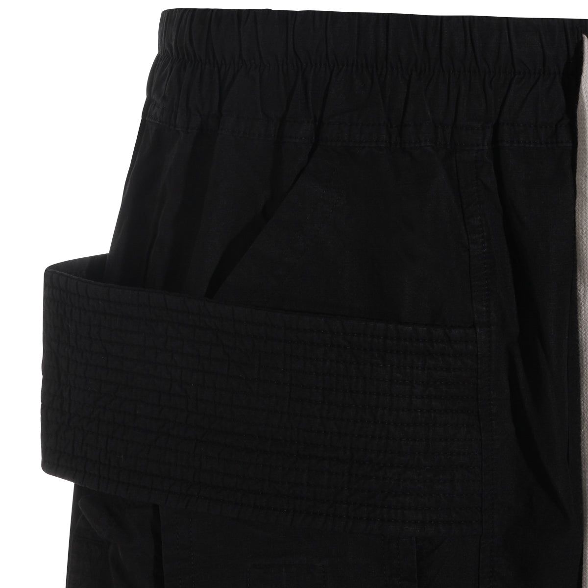 Black Cotton Creatch Wide Cargo Pants