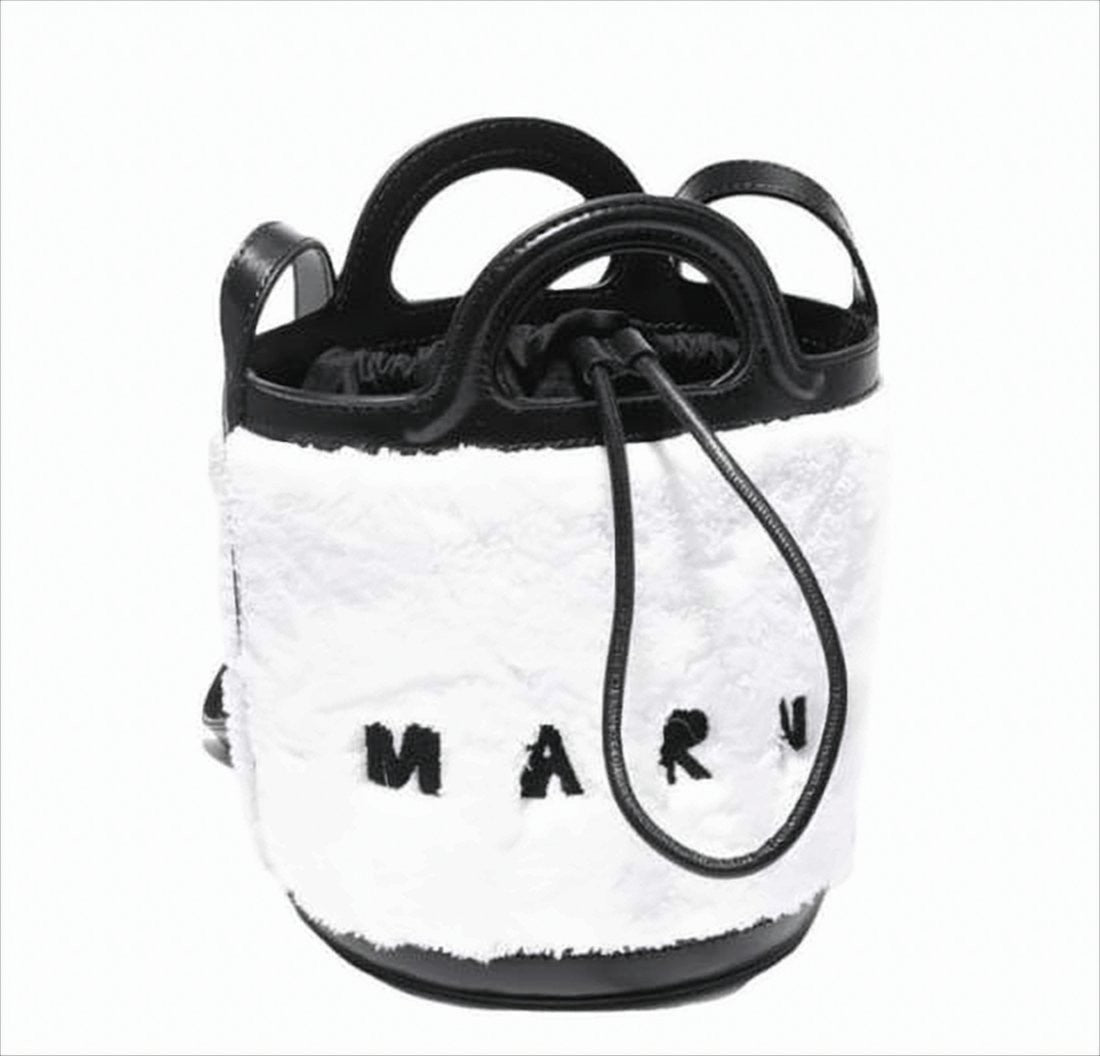 Small Bucket Tote Bag with Faux Fur and Calf Leather Trim